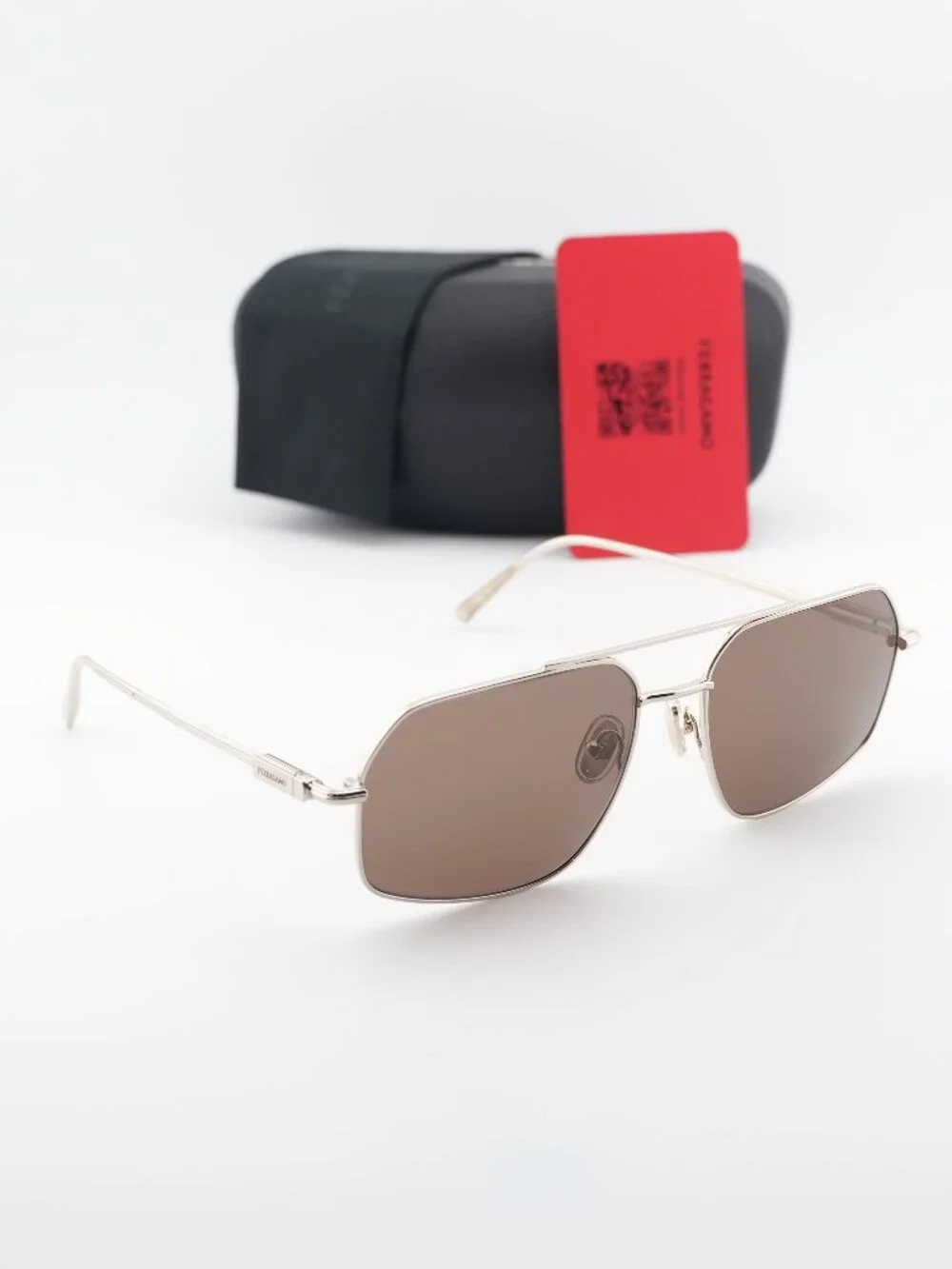 Salvatore Ferragamo SF313S 745 Aviator Sunglasses - Gold / Brown